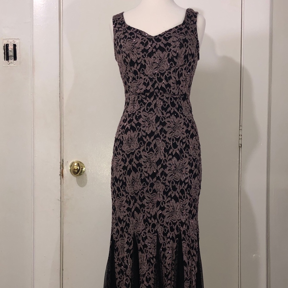 Purple and black evening dress